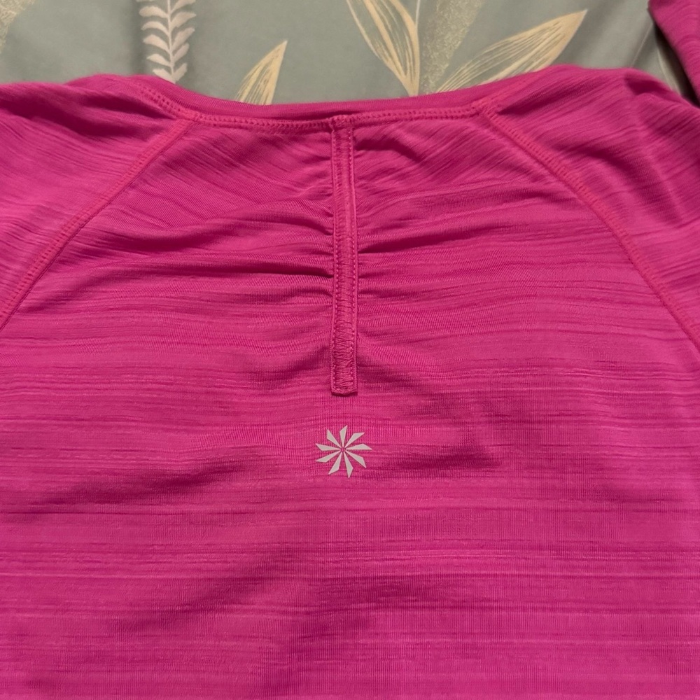 Athleta Pacifica UPF 50 Pink 1/2 Zip Long Sleeve Pullover Workout Swim Top Sz M - Picture 9 of 12